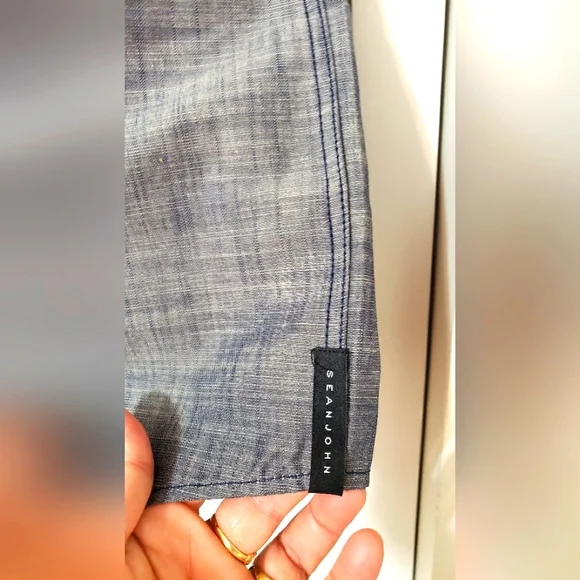 Sean John Tailored Fit Blue Grey 100 % Cotton, Short sleeves NWT Size XL - Picture 6 of 14